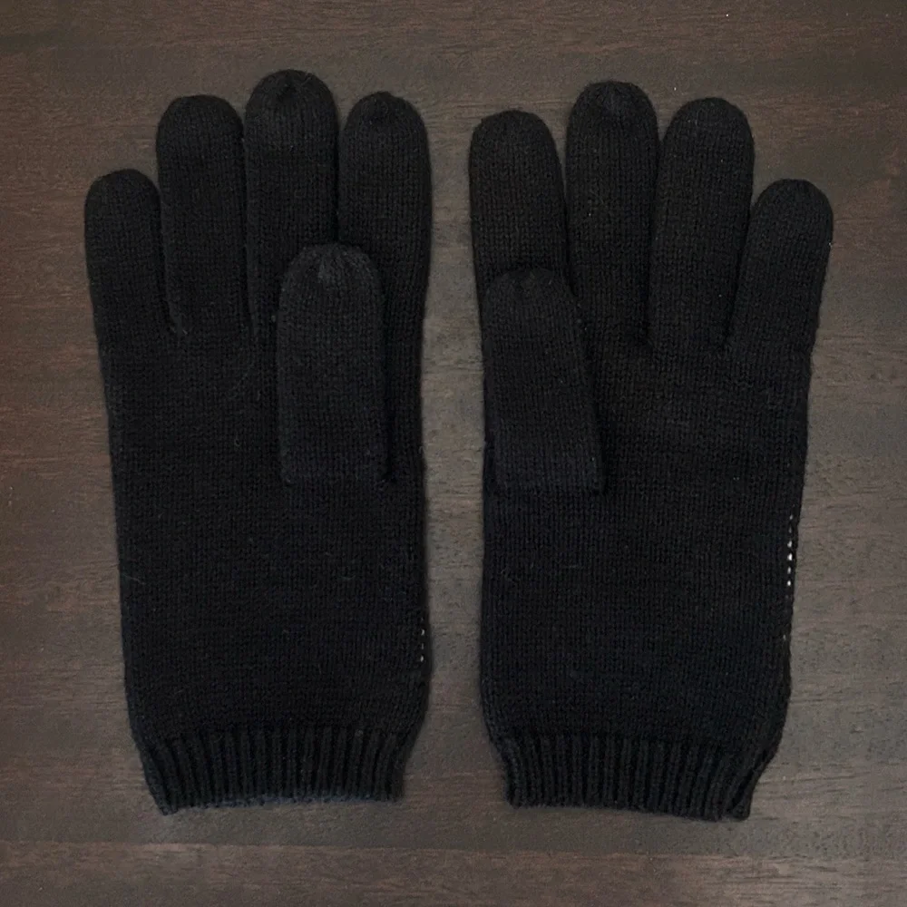 💕 Juicy Couture Knit Heart Logo Gloves Black 2010 Vintage NWT🧤
